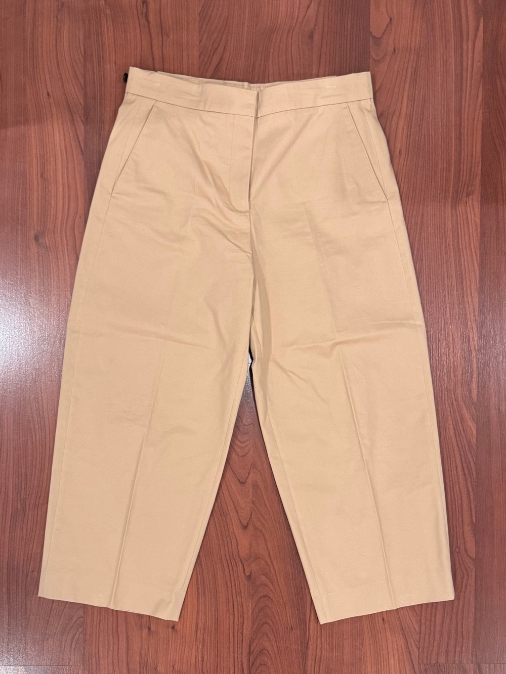 COS Flat Front Khaki Barrel Trousers size 10